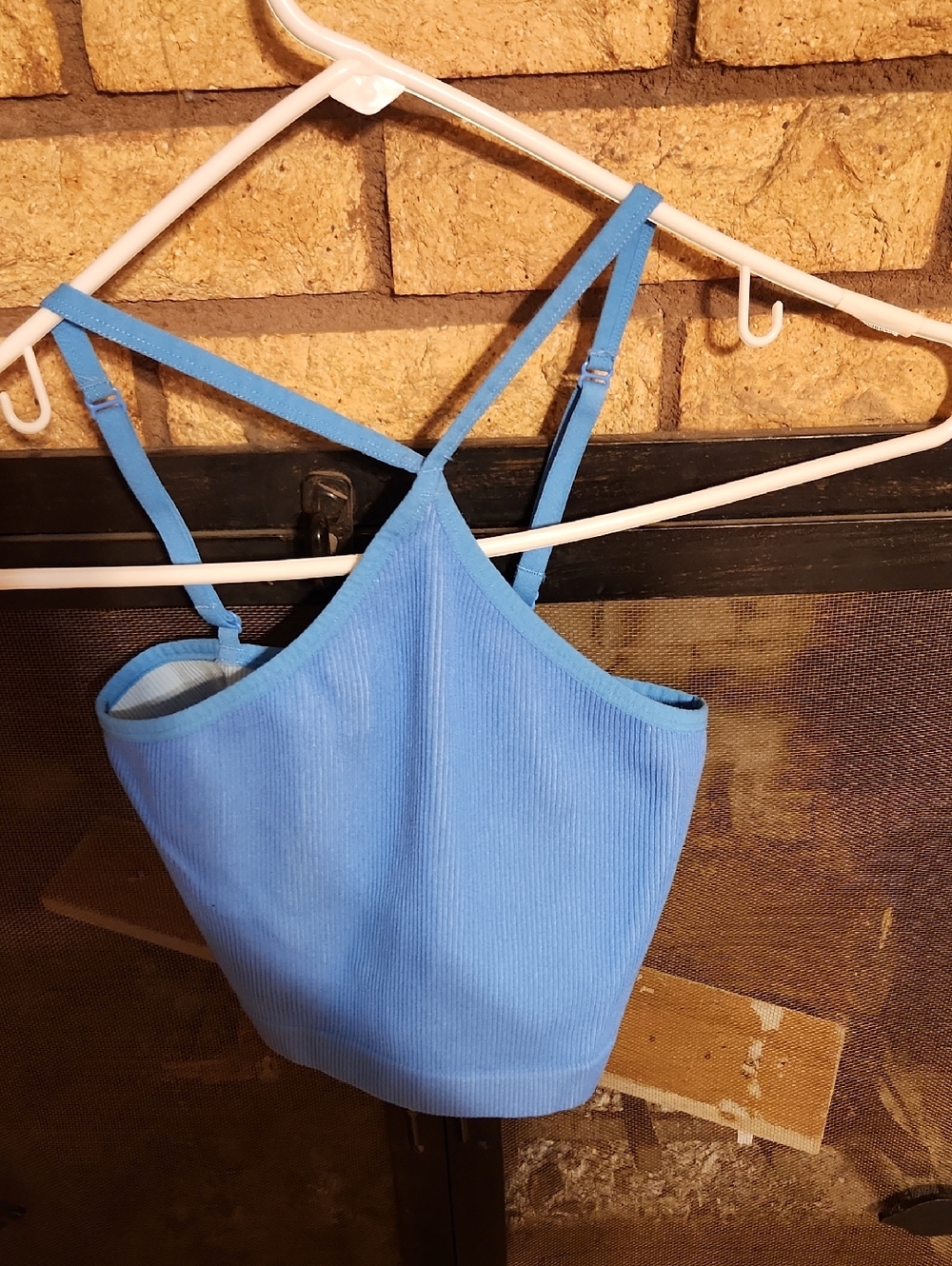 Colsie Blue Ribbed Cami with Adjustable Straps
